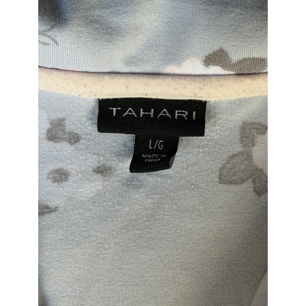 Tahari Womens Floral Pajama Top Blue Short Sleeve Button Up WA3577-023-TSA Large - Picture 2 of 7